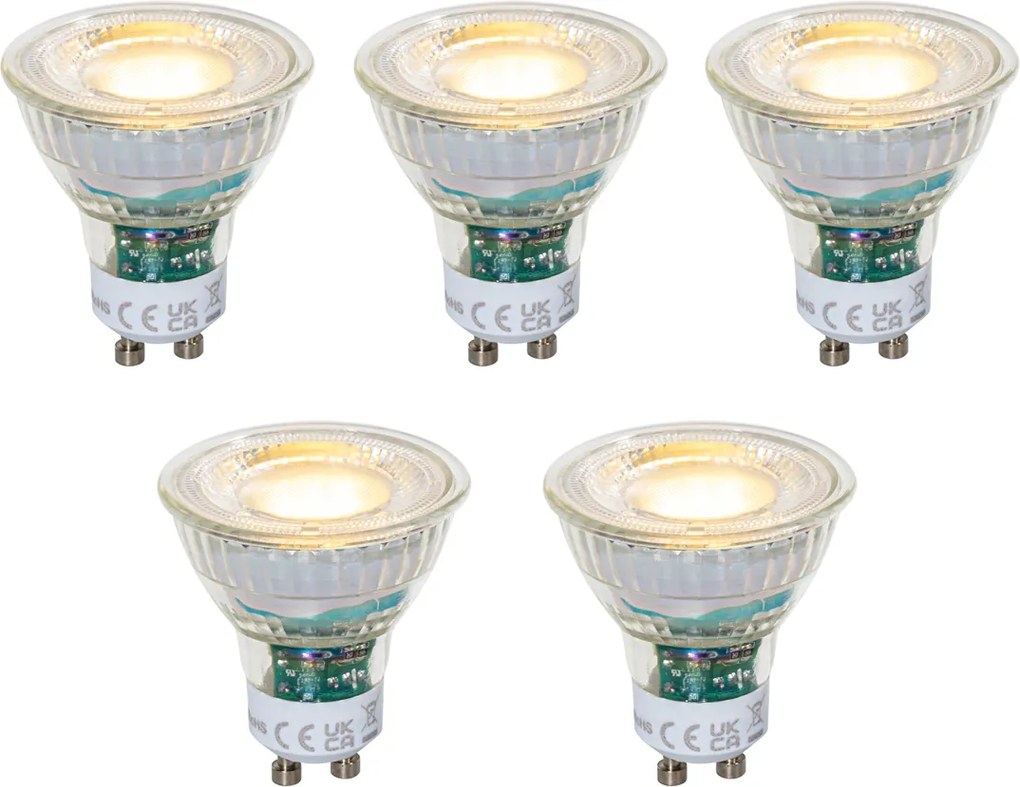 Set de 5 becuri LED GU10 50mm reglabile, clare, 2,5W, 450 lm, 2700K
