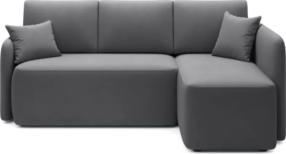 Colțar taupe extensibil/cu spațiu de depozitare cu tapițerie din catifea (cu colț pe partea dreaptă/cu șezlong) Hadson – ELTAP