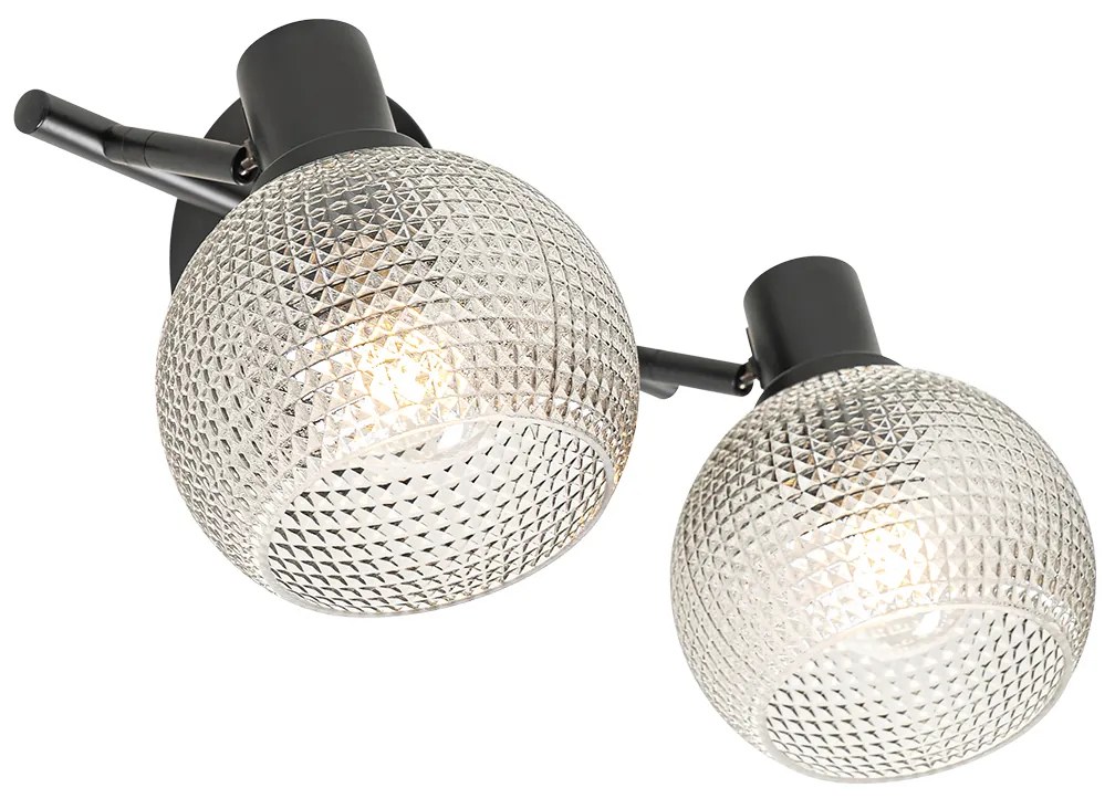 Spotlight de design negru cu sticlă fumurie cu 2 lumini - Chico