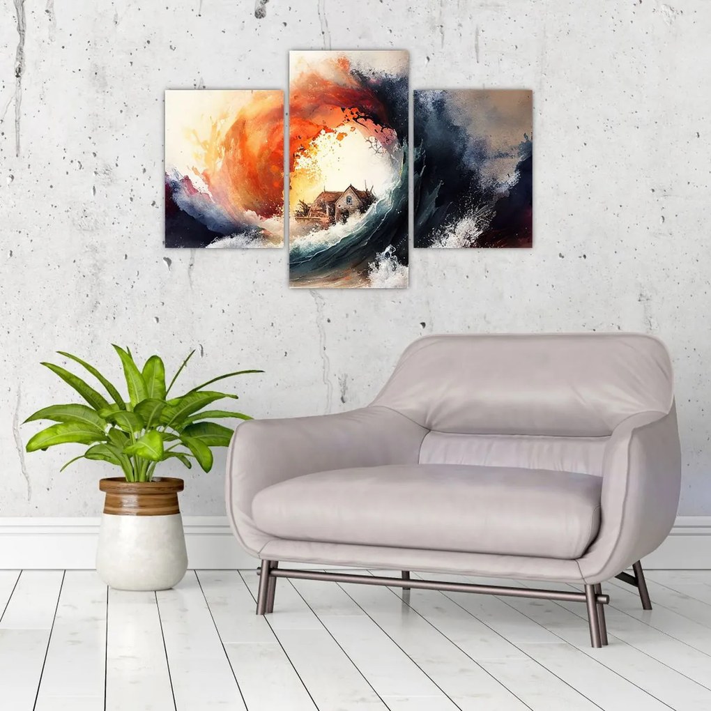 Tablou - În vârtejul potopului, acuarelă (90x60 cm)