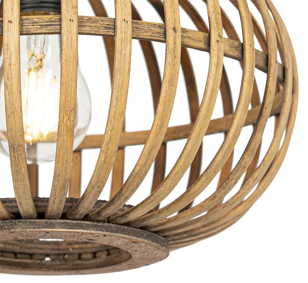 Lampă de suspendare orientală bambus rotundă cu 3 lumini - Amira