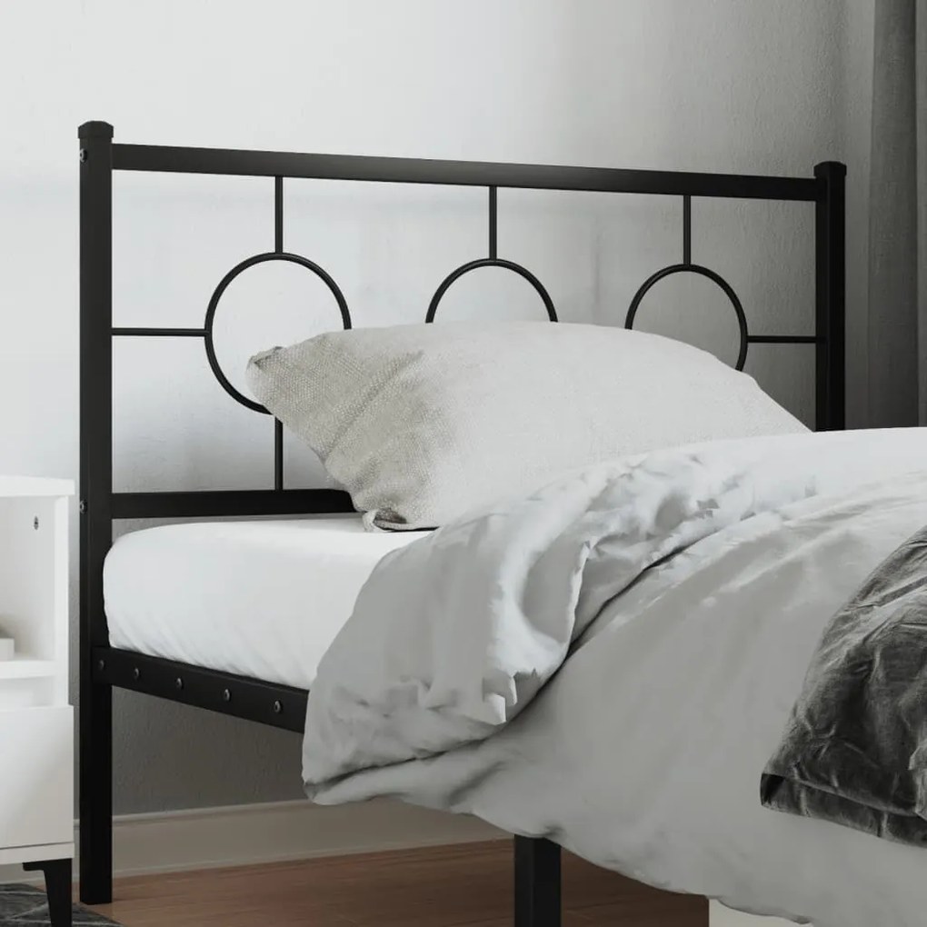 vidaXL Tăblie de pat metalică, negru, 107 cm