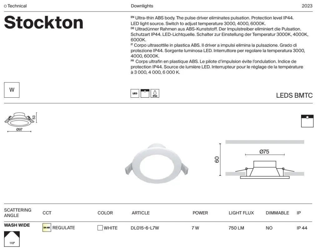 Spot LED incastrabil design tehnic IP65 Zoom alb 6cm
