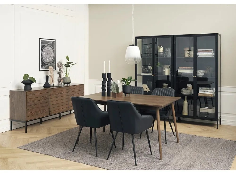 Masă de dining maro extensibilă cu blat cu aspect de lemn de stejar 150x90 cm Barrali – Unique Furniture