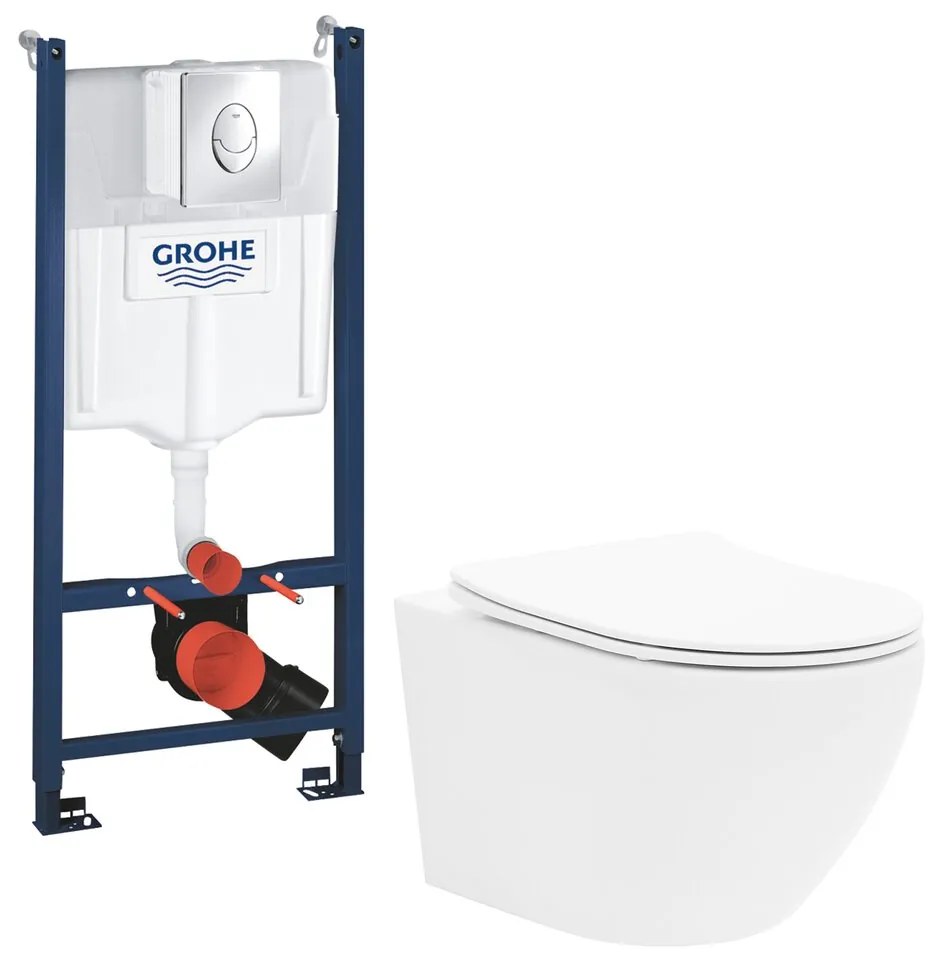 Pachet vas wc Rune Ivaldi, capac slim softclose si rezervor wc Grohe Rapid SL cu clapeta cromata Skate Air