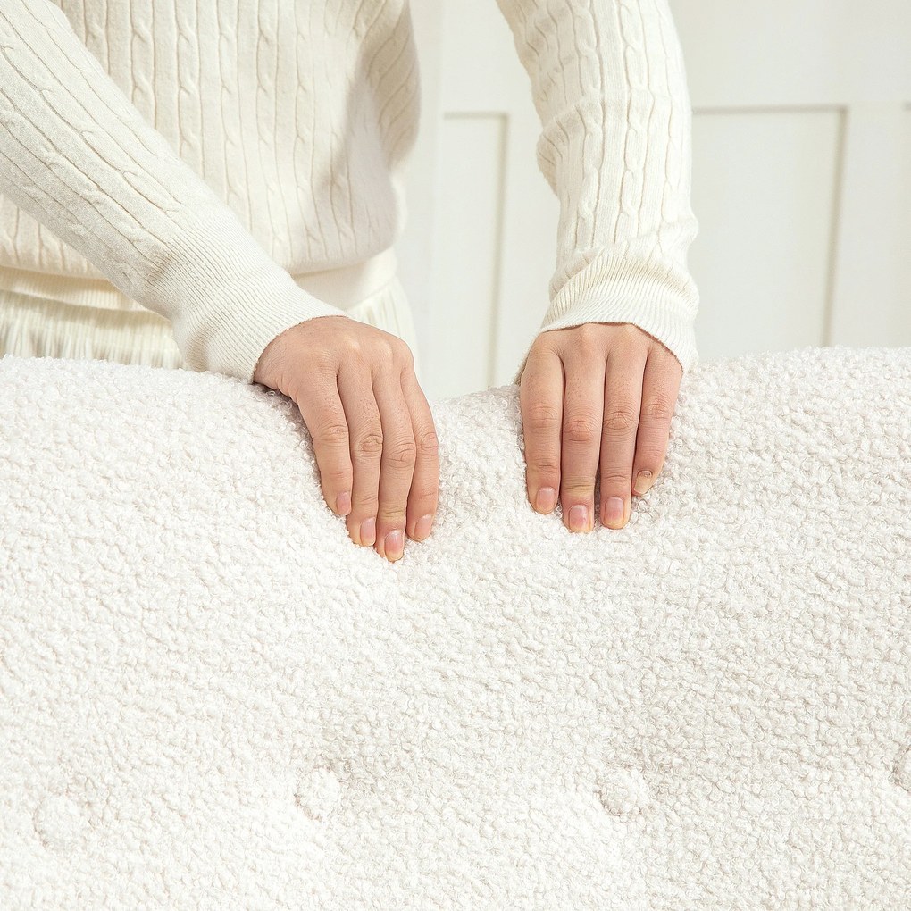 HOMCOM Fotoliu de Leagăn, Material de pluș confortabil, căptușeală groasă, pernă lombară, anti-alunecare, Crem | Aosom Romania