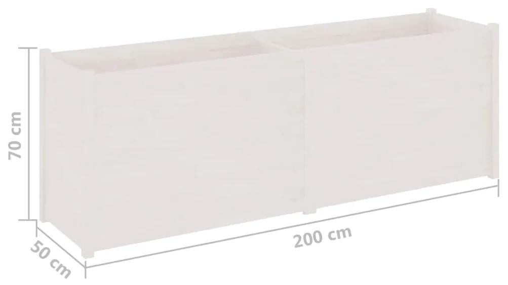 Jardiniera de gradina, alb, 200x50x70 cm, lemn masiv de pin Alb, 1, 1