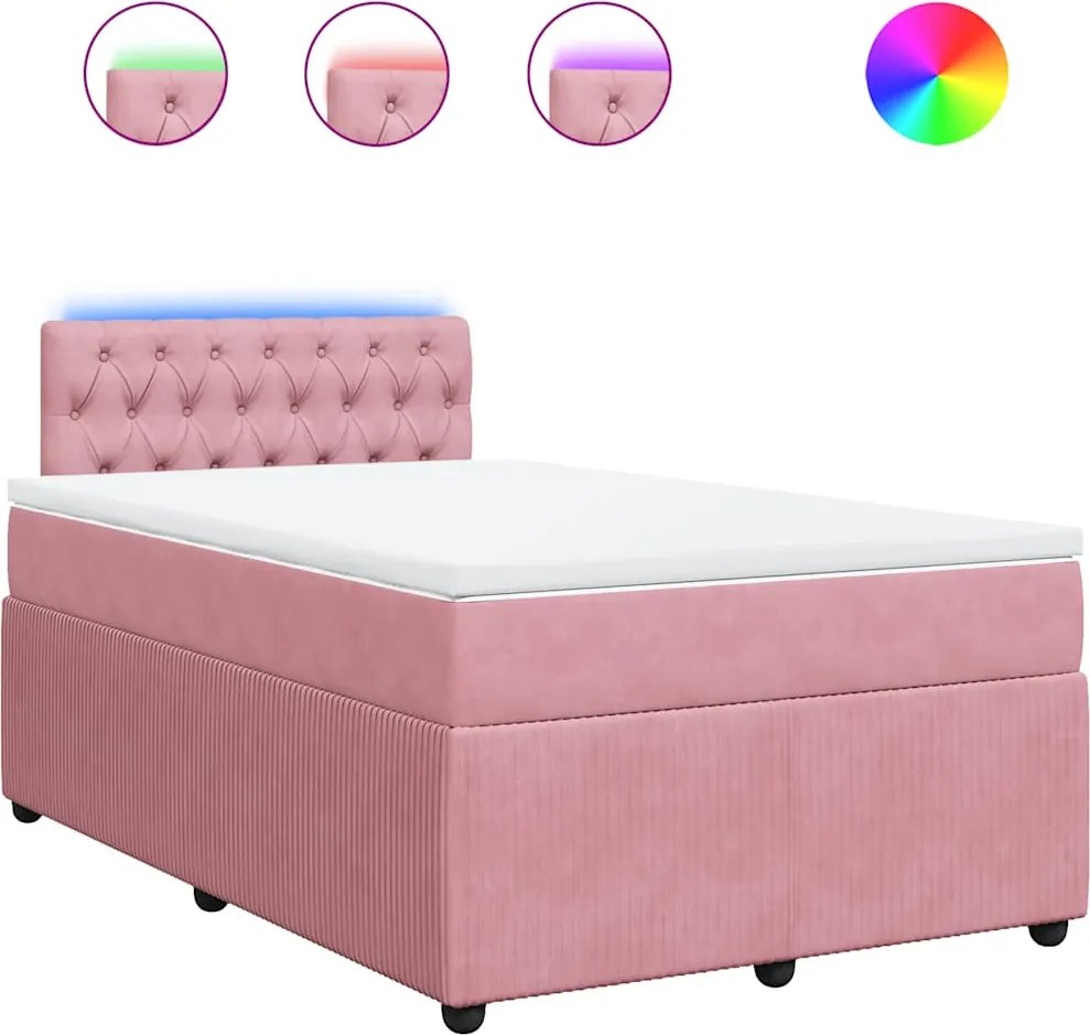 vidaXL Pat box spring cu saltea, negru, 120x190 cm, catifea