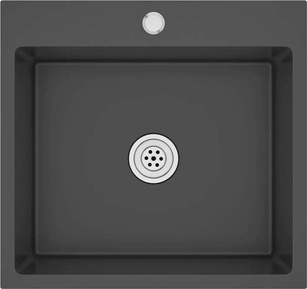 vidaXL Chiuvetă de bucătărie lucrată manual, negru, oțel inoxidabil