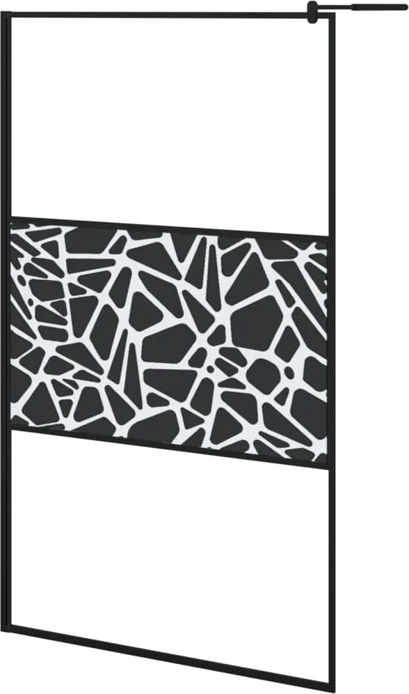 vidaXL Paravan de duș walk-in negru 115x195 cm sticlă ESG model piatră