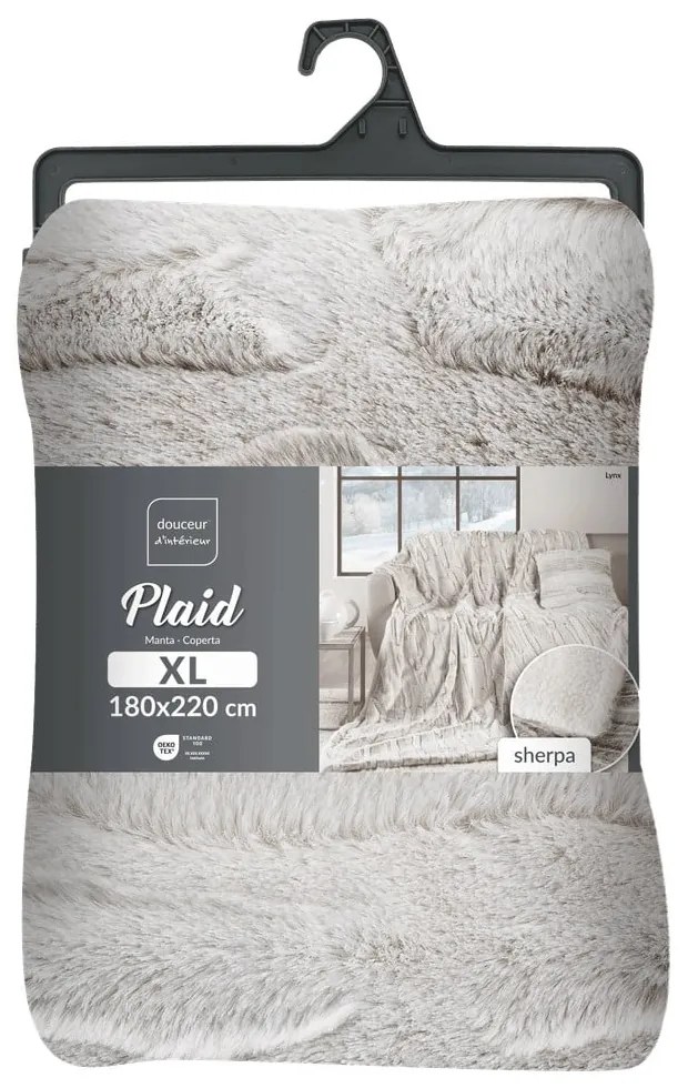 Pătură bej din micropluș/cocolino 180x220 cm Lynx – douceur d'intérieur