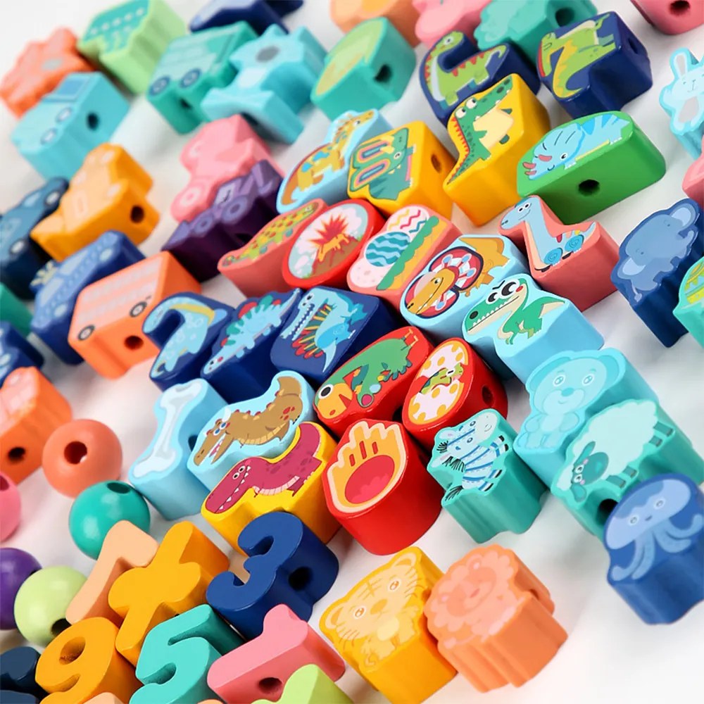 Jucării din lemn cu forme și numere, 138 buc.