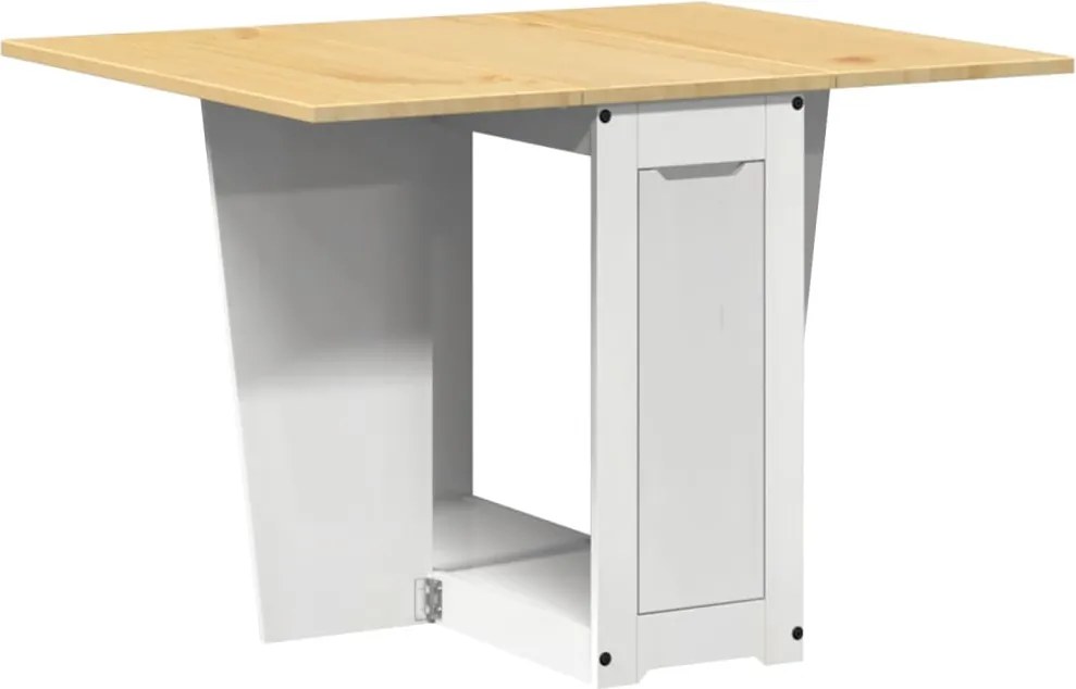 vidaXL Masă tip fluture pliabilă „Corona”, alb, lemn masiv pin