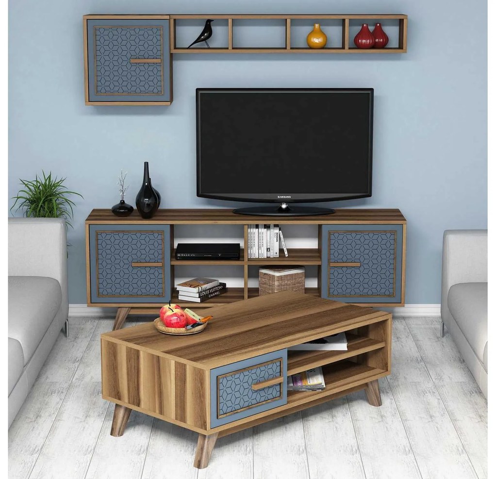 Mobilier living Aysha (Nuc + albastru). 1089282