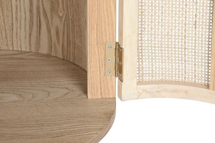 Comoda TV natur , din lemn de cauciuc si rattan „Rustic Elegance”