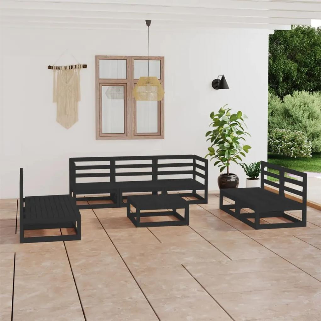 3075428 vidaXL Set mobilier de grădină, 8 piese, negru, lemn masiv de pin