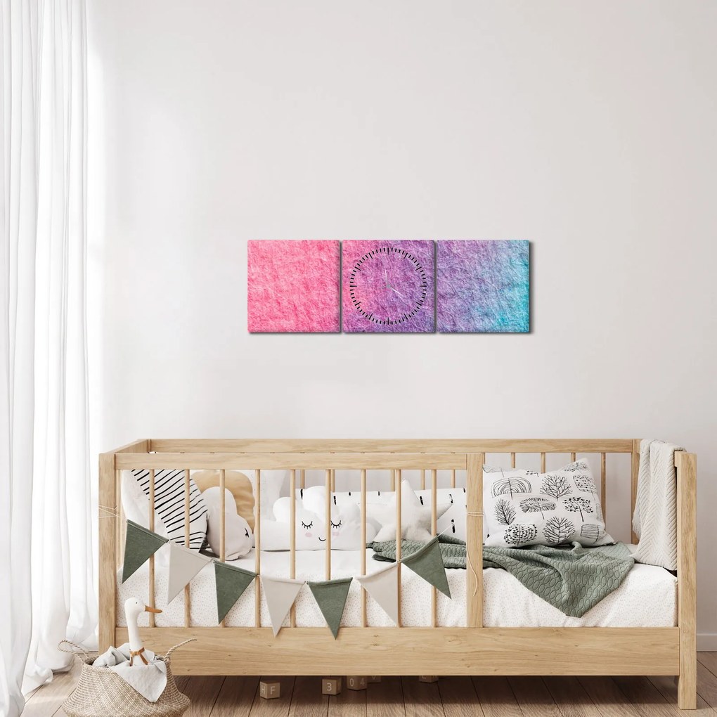 Tablou cu textură colorată (cu ceas) (90x30 cm)
