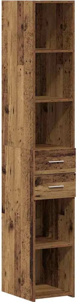 vidaXL Bibliotecă cu sertar Lemn vechi 30 x 42.4 x 185.2 cm