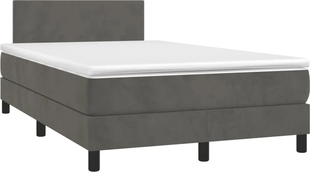 vidaXL Pat box spring cu saltea, gri închis, 120x190 cm, catifea