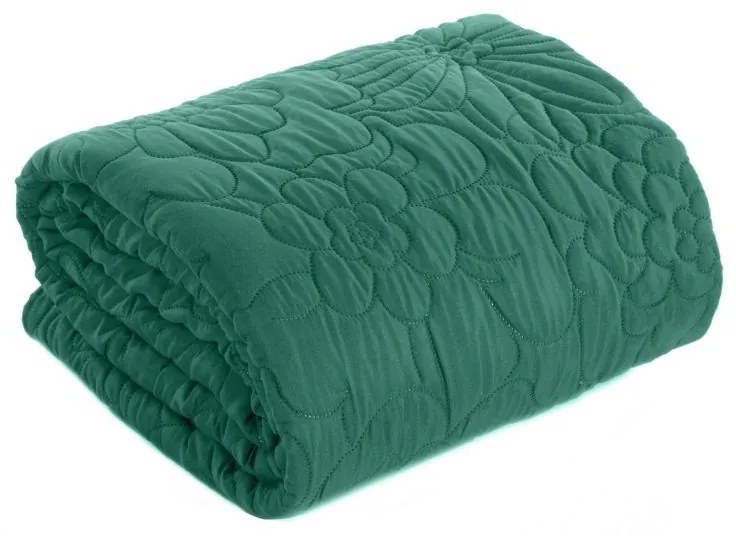 Cuvertură de pat turcoaz deschis mat, cu imprimeu floral Lăţime: 170 cm | Lungime: 210 cm