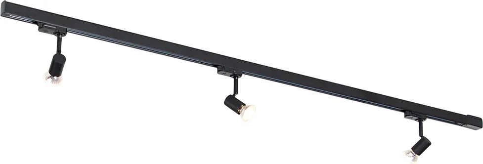 Sistem de șine modern negru cu 3 lumini trifazate stânga - Jeany