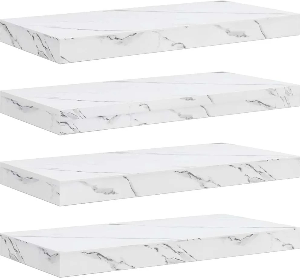 vidaXL Raft de perete Pe perete 4 pcs Marmură albă 50 x 23,5 x 4 cm