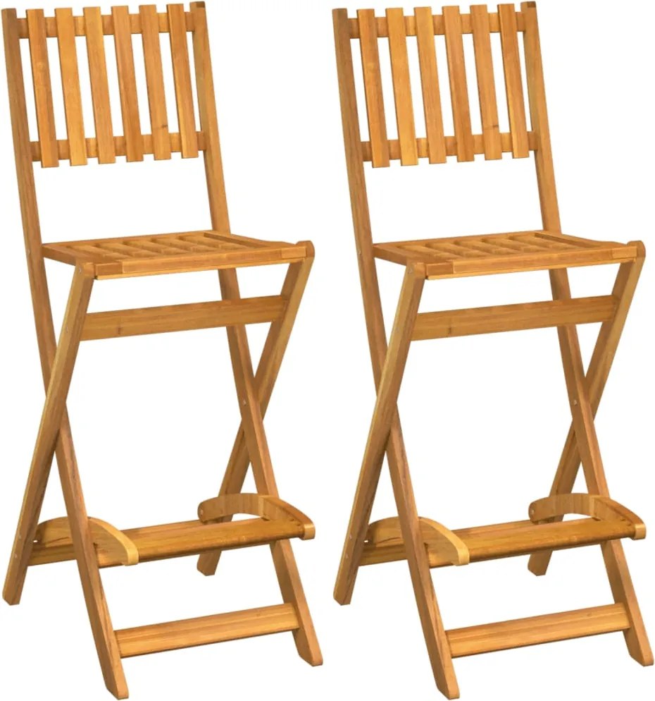 vidaXL Scaune de bar pliabile de exterior, 2 buc., lemn masiv acacia