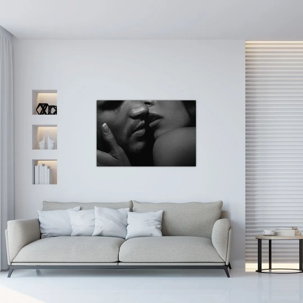 Tablou - Sărutul, fotografie alb-negru (90x60 cm)