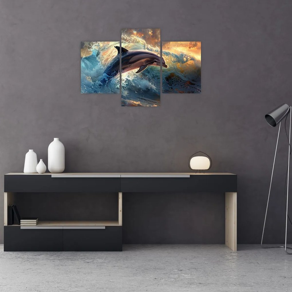 Tablou - Delfin, ilustrații (90x60 cm)