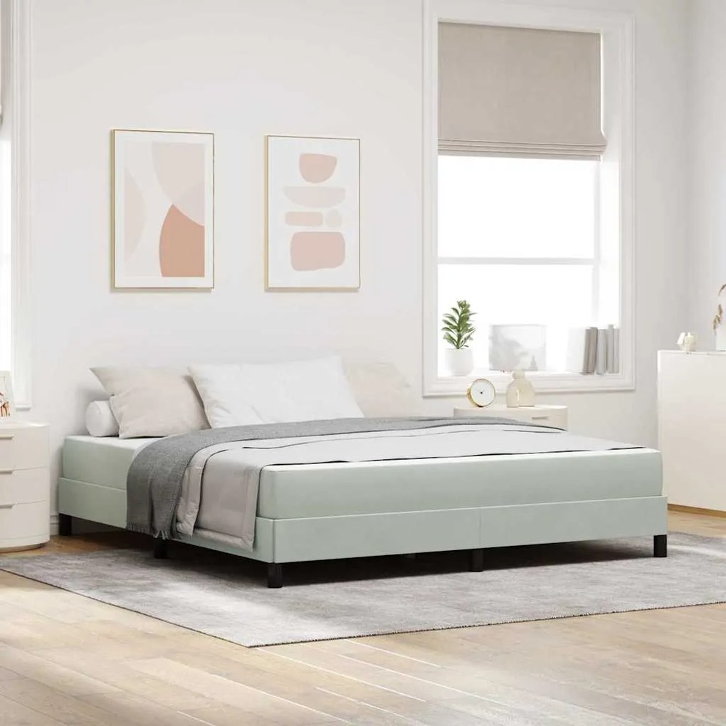 vidaXL Pat boxspring cu saltea Gri deschis 180 x 200 cm Catifea