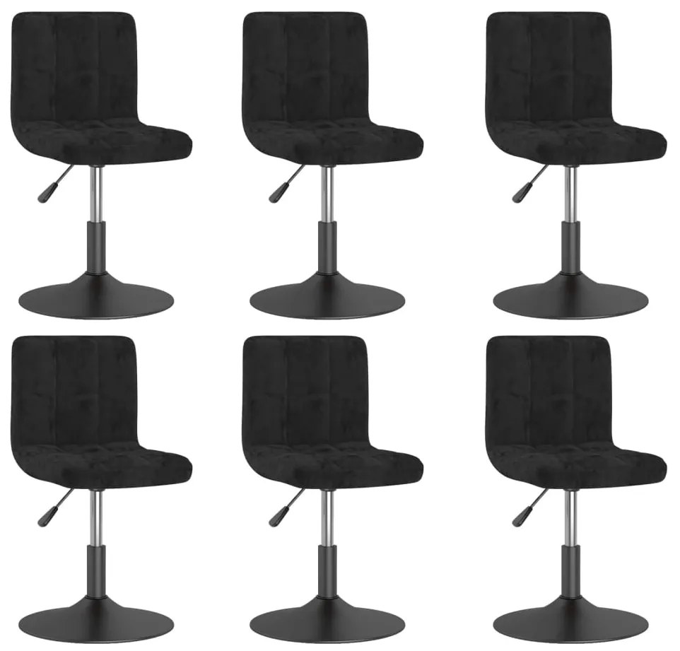 vidaXL Scaune de sufragerie pivotante 6 buc, negru, catifea