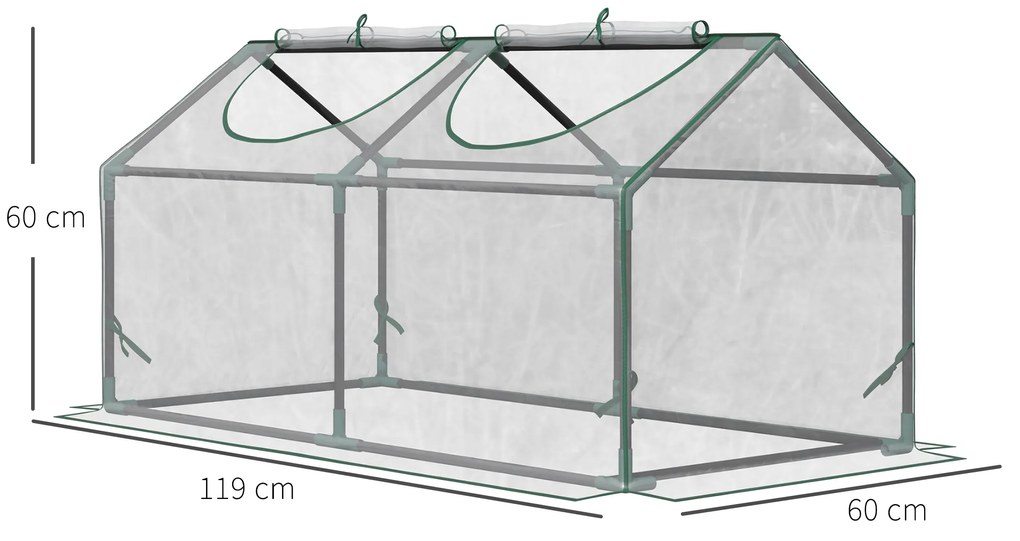 Outsunny Mini Sera de Gradina sera pentru plante cu 2 Ferestre Rulou si Copertina PVC Anti-UV, Transparenta | Aosom Romania