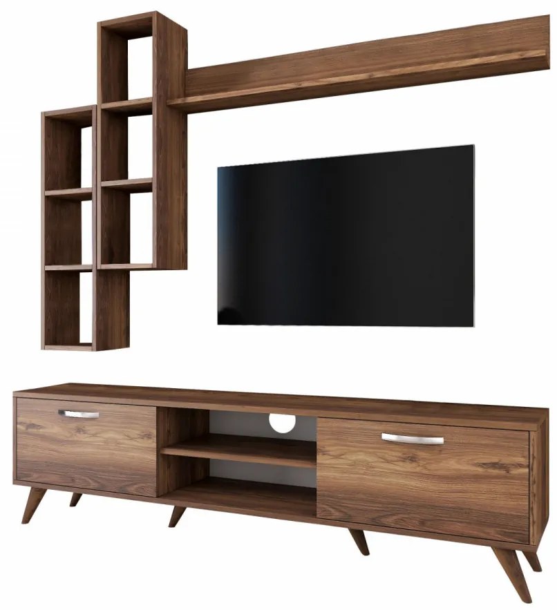 Set Comoda TV si Rafturi de Perete M16 - 262, Nuc