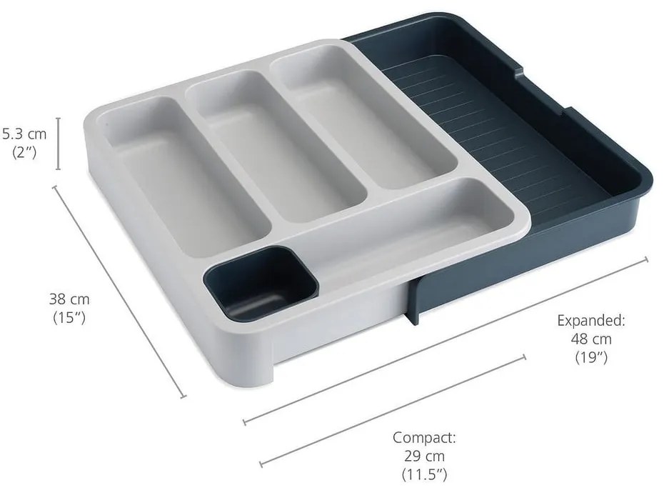 Sertar reglabil pentru tacâmuri Joseph Joseph DrawerStore, gri