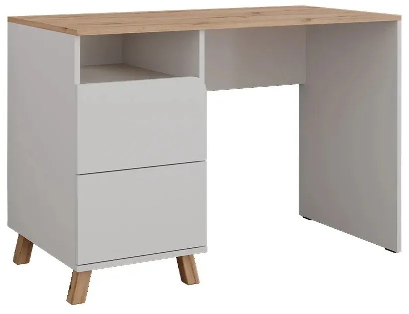 BIA12 - Birou 110 cm, masa de calculator office - Alb / Antracit - Culoarea Stejar