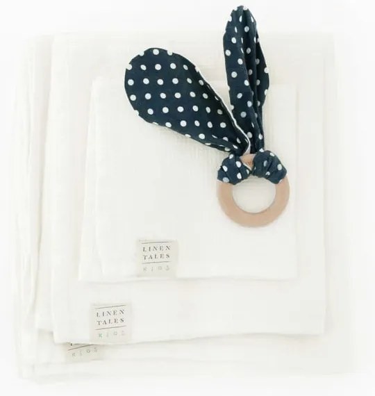 Prosop din in cu glugă pentru copii alb 100x100 cm Waffle - Linen Tales