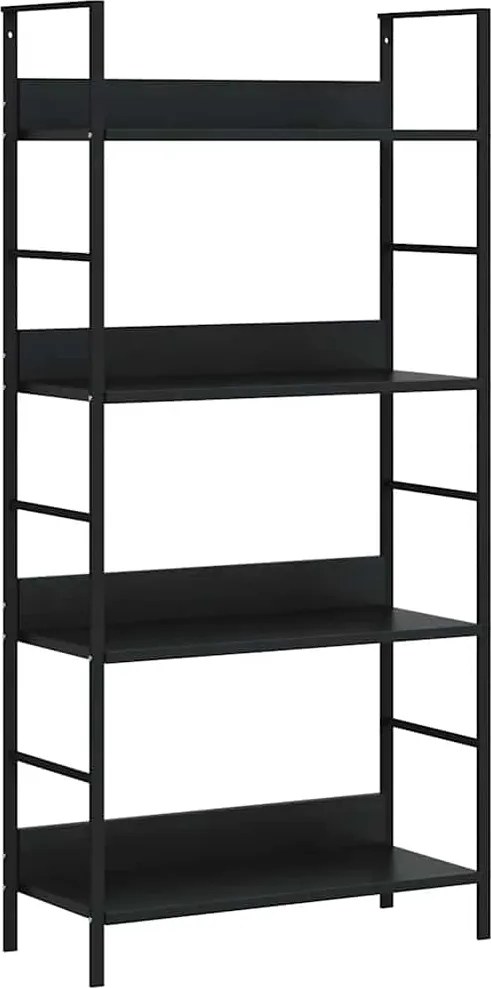 vidaXL Etajeră cărți 4 rafturi, negru, 60x27,6x124,5 cm lemn prelucrat