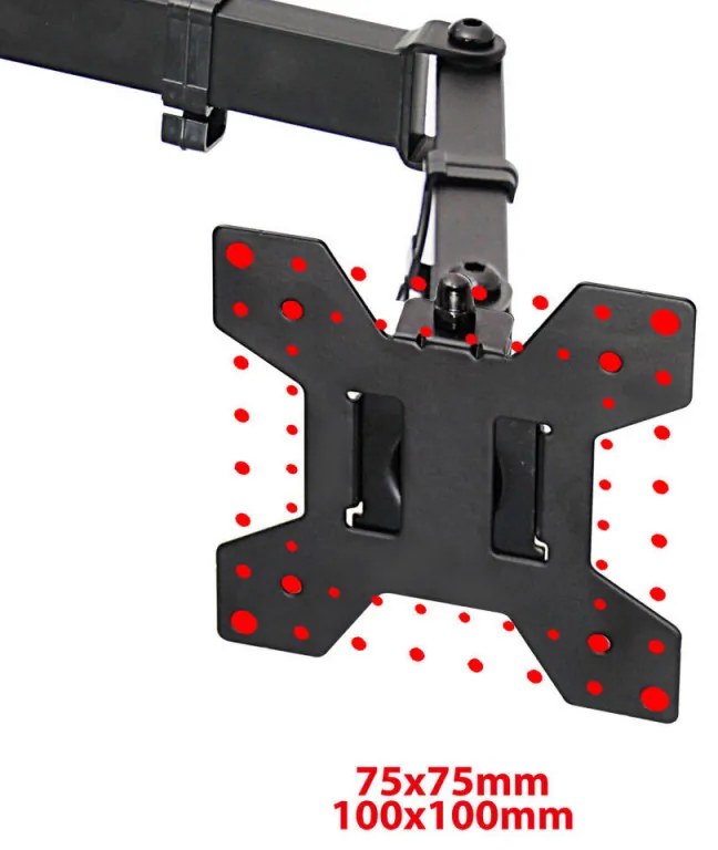 Resigilat: Suport monitor Esperanza ERW018, 2 monitoare, 10"-27", VESA 75/100 mm, Pana 8 kg per brat, Negru