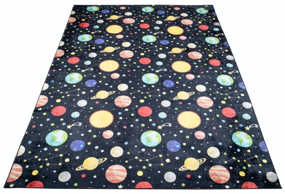 Covor pentru copii cu motiv de planete și stele Lăţime: 80 cm | Lungime: 150 cm