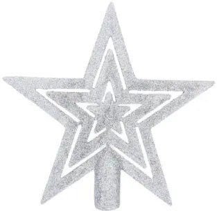 Spitz pentru brad - stea 20cm Argintiu