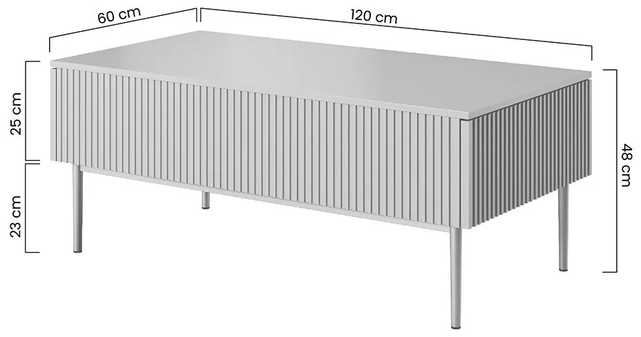 Masă de cafea Nicole - MDF salvie / picioare negre