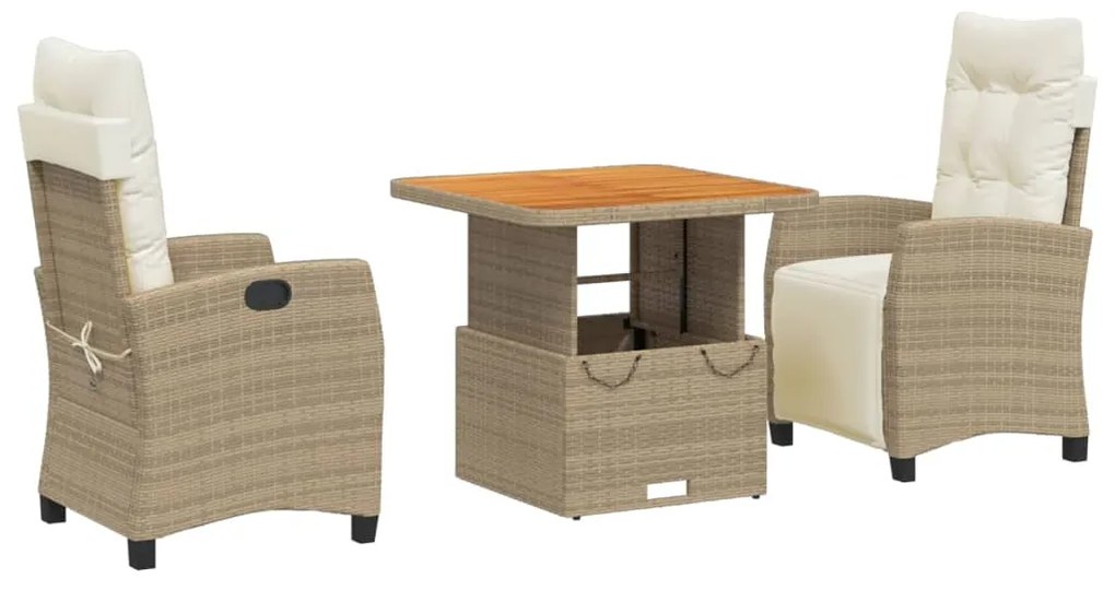 3277411 vidaXL Set mobilier de grădină cu perne, 3 piese, bej, poliratan