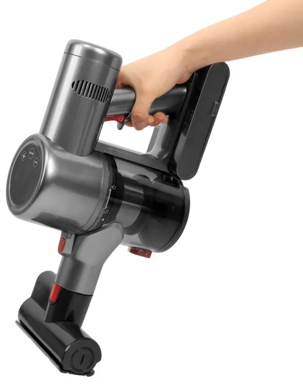 Aspirator vertical Oliver Voltz OV51001L, Manual, Li-ion 2500 mAh, 25.9 V, 3 Viteze, Filtru HEPA, 0.7 L, Sistem Ciclon, Gri