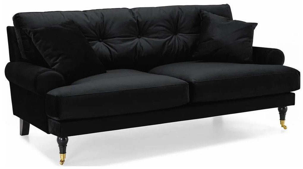 Canapea Seattle E135Numărul de locuri: 3, Negru, 195x100x87cm, 60 kg, Tapiterie, Picioare: Role, Lemn
