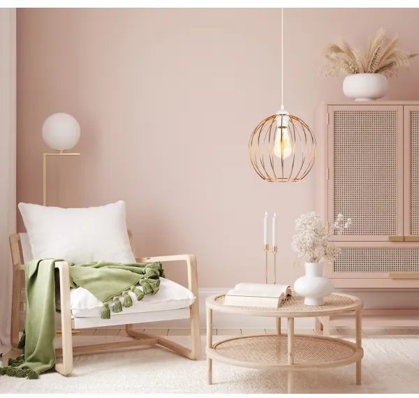 Lustră pe cablu MATT 1xE27/60W/230V albă/cupru