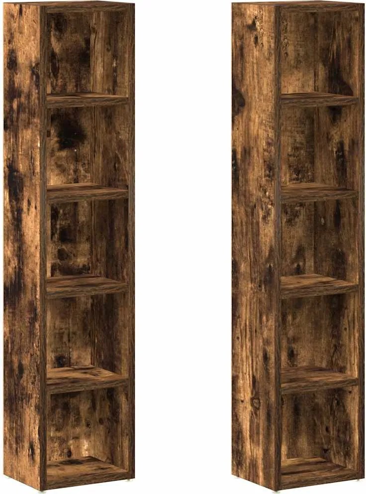 vidaXL Dulap CD-uri 2 buc. stejar fumuriu 21x16x93,5 cm lemn prelucrat