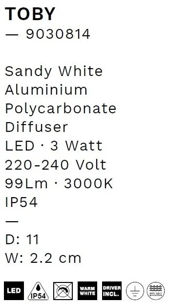 Spot LED aplicat iluminat exterior ambiental IP54 TOBY D-11cm alb