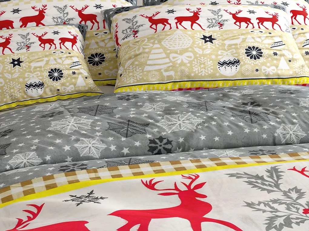 Lenjerie de pat din flanel CHRISTMAS TIME colorata Dimensiune lenjerie de pat: 2 buc 70 x 90 cm | 200 x 220 cm