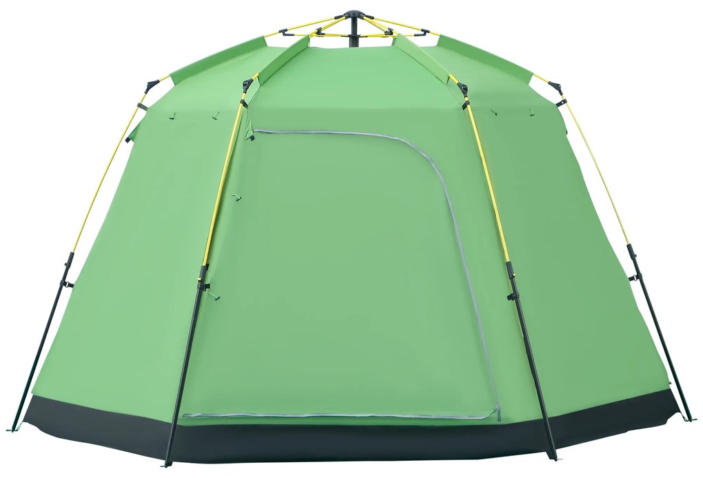 Outsunny Cort de Camping pentru 6 Persoane Cort de Familie Cort de Cupolă Piele ecologică 2000mm instalare ușoară pentru tabere trekking festival oțel fibre de sticlă verde 320 x 320 x 180 cm | Aosom Romania