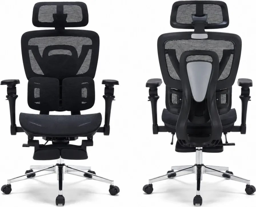 RESIGILAT- AERONIX SG630 MESH Black – Scaun ergonomic premium Full Mesh, Cotiere 7D, Suport Lombar Dublu, Șezut Translație, Mecanism multifunctional inclinare/blocare, Suport pentru picioare
